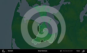 Struer Kommune highlighted, Denmark. Physical