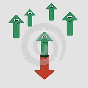 Struggle up and down arrows, vector illustration