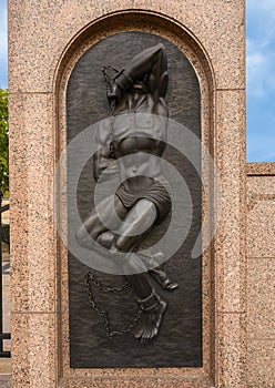 `The Struggling Soul` by David Newton inside the Freedman`s Cemetery Memorial in Dallas, Texas