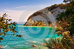 Strunjan cliff on the Coast linÄ™ of Slovenia