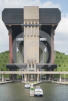 StrÃ©py-Thieu boat lift in the Canal du Centre, Wallonia, Belgium.