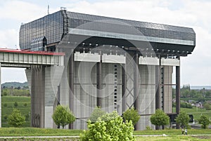 StrÃ©py-Thieu boat lift in the Canal du Centre, Wallonia, Belgium.