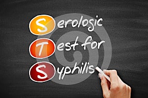 STS - Serologic Test for Syphilis acronym, concept on blackboard