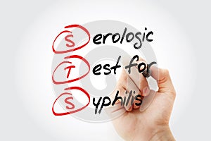 STS - Serologic Test for Syphilis acronym with marker, concept background