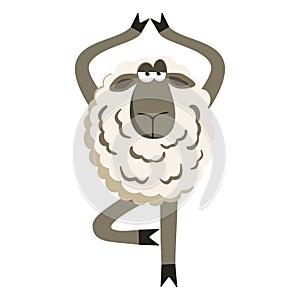 Stubborn Lamb in Yoga Tree Pose Vector