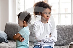 Stubborn little siblings avoid talking after fight