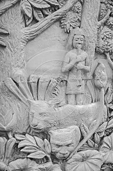 The stucco bas-relief in thai stlye