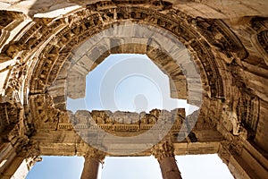 Stucco and Columns at the Jupiter temple in Baalbek, Bekaa valley, Lebanon