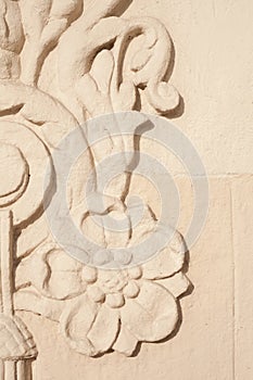 Stucco relief ornamental architectura close-up detail. photo