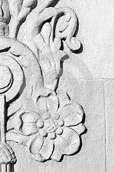Stucco relief ornamental architectura close-up detail. photo