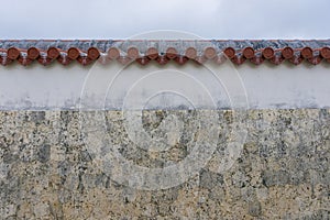 Stucco Roof and rampart of Shurijo castle, Okinawa photo