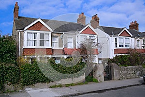 stucco semi-detached houses