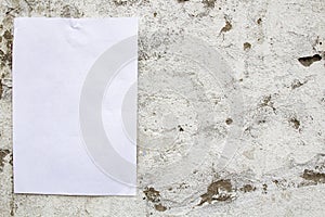 Stucco texture with paint residue, sheet of paper ad mockup, copy space