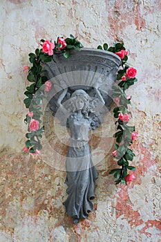 Stucco vase, Roman style wall hanging