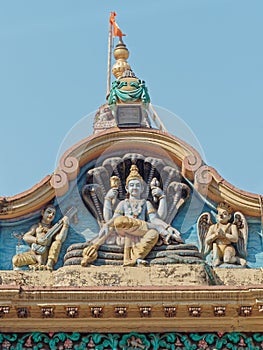 Stucco Work Of NarayanVishnu Narad With Vina And Garuda At Laxmi Narayan Temple,