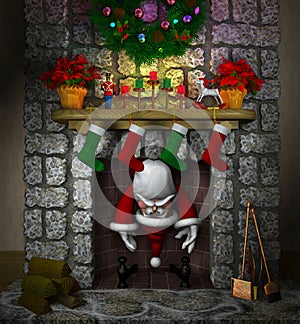 Stuck Santa in the Fireplace