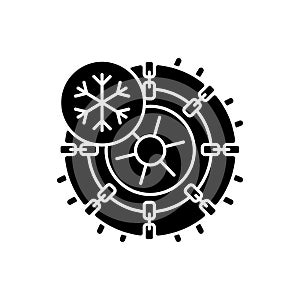 Studded tires and chains black glyph icon