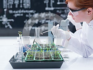 Student analyzing in a chemistry lab