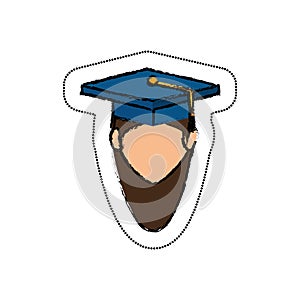 student avatar with graduation hat isolated icon