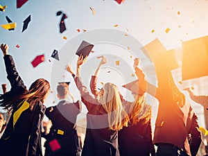 Student back view graduates of the university. ai generative