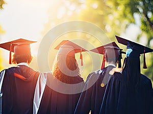 Student back view graduates of the university. ai generative