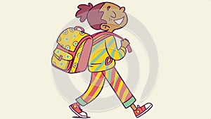 Student with backpack school building, education learning youth illustration vector design Generative AI