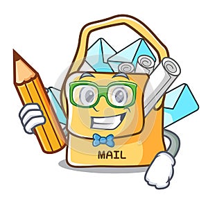 Student the bag with shape mail cartoon