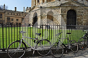 Bikes outside the Radcliffe Camera, Bodleian Library, University of Oxford