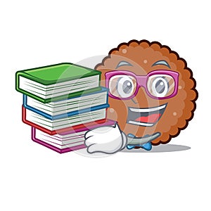 Student with book chocolate biscuit mascot cartoon