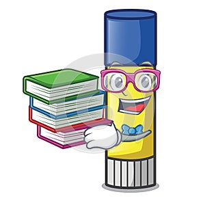 Student with book cute cartoon on the glue stick