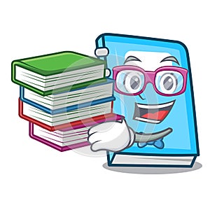 Student with book education mascot cartoon style