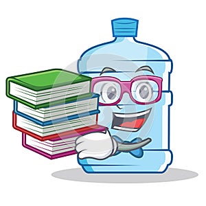 Student with book gallon character cartoon style