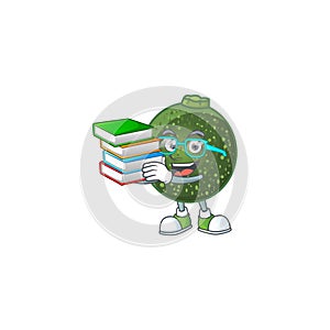 Student with book gem squash on mascot cartoon character style