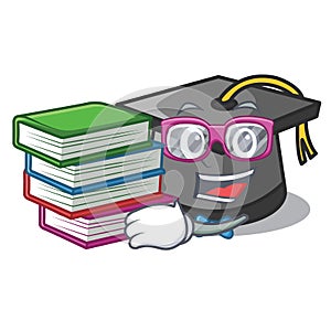 Student with book graduation hat mascot cartoon