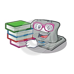 Student with book hole puncher in the cartoon shape