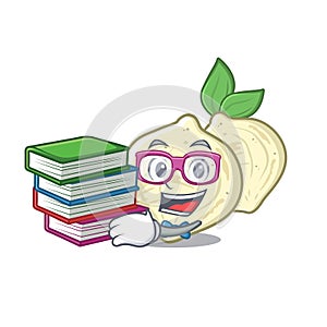 Student with book jicama in the a cartoon shape
