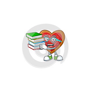 Student with book love cookies mascot cartoon character style