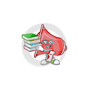 Student with book red loudspeaker with cartoon mascot style