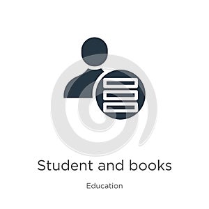 Student and books icon vector. Trendy flat student and books icon from education collection isolated on white background. Vector