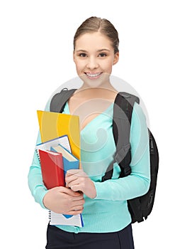 Student with books and schoolbag