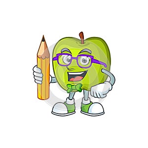 Student character granny smith green apple with mascot