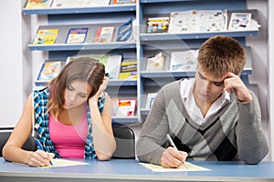 Student cheating at test exam