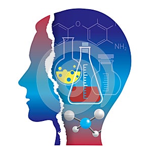 Student of Chemistry,biochemistry, torn paper silhouette.