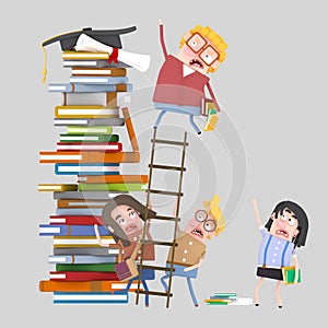 Student climbing a ladder