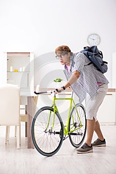 The student commuting to university using cycle