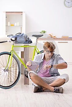 The student commuting to university using cycle