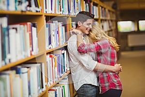 Student couple embracing each other