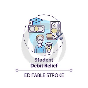 Student debt relief concept icon