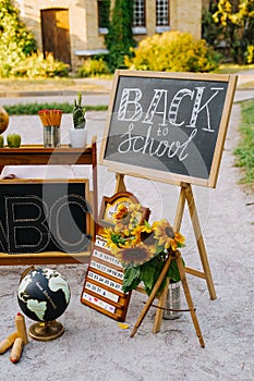 Student Desk Outdoors Back-to-school Composition