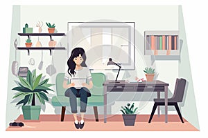 student in the dorm isolated vector style illustration